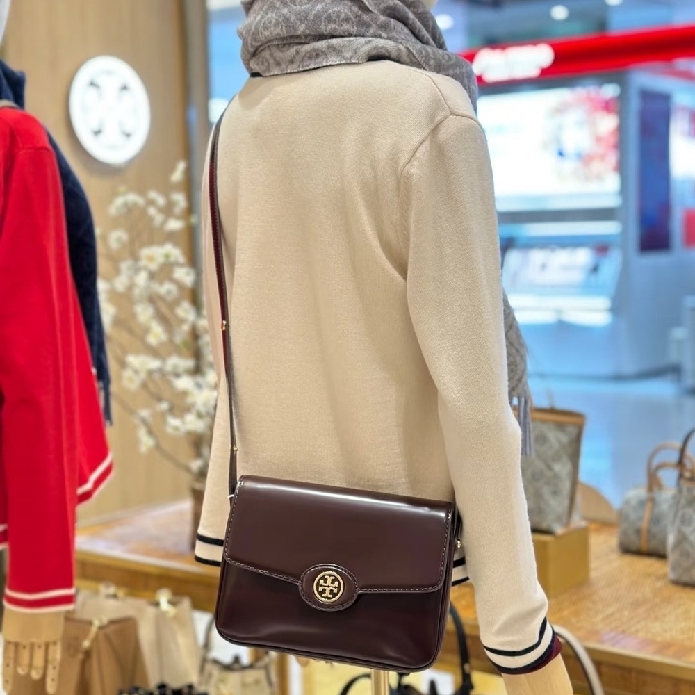 Tory Burch Robinson Deep Burgundy Crossbody Bag - Picture 2 of 5